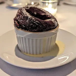 Valrhona chocolate soufflé.