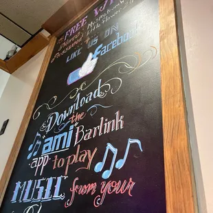 a menu on a chalkboard