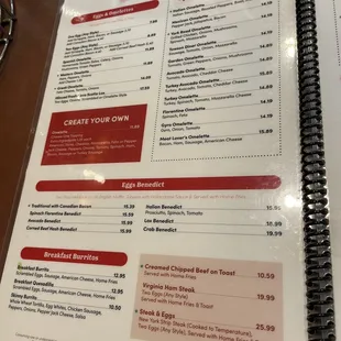 Breakfast menu
