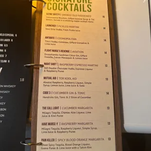 Signature Cocktail Menu