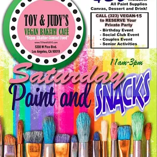 Saturday Snack N&apos; Paint
Every Saturday! Canvas Paint Supplied! So fun!