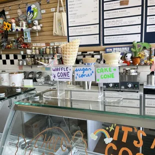 Ice cream cone sizes at Toy Boat by Jane in San Francisco.
