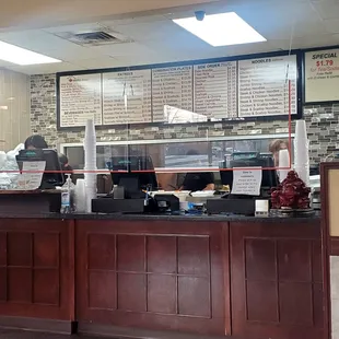 the front counter of the restaurant