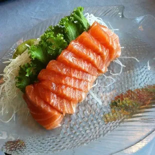 Two and a half orders of salmon sashimi... :)