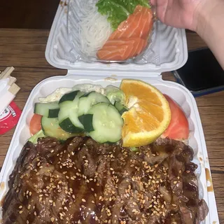 2. Beef Teriyaki with Sake Sashimi