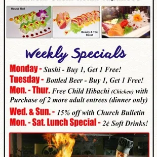 the menu for the toyami steak house