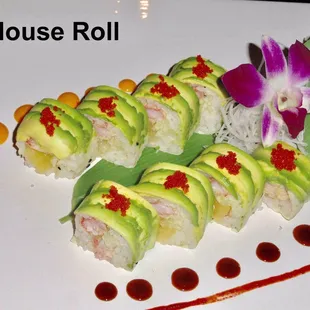 a plate of sushi rolls