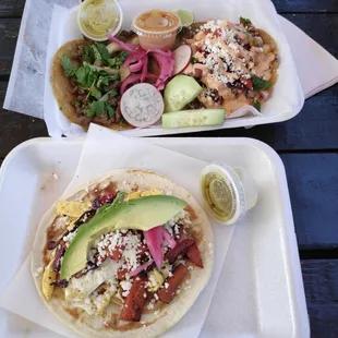 taco favorito, steak, and shrimp