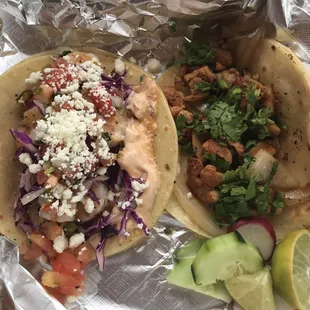 Shrimp taco and chicken taco