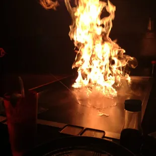 fire coming out of the grill