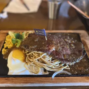 Signature rib steak with the mixed sauce