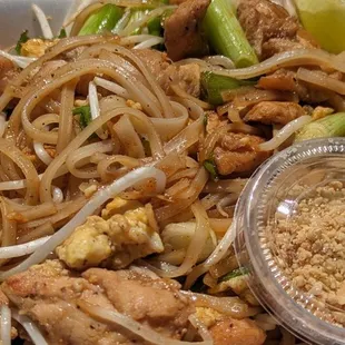 Chicken Pad Thai. Crushed peanuts served on the side. Saturday special only for $9