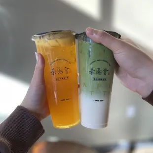 B4. Passion Fruit Green Tea and matcha latte