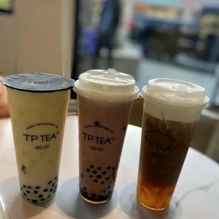 Mango Passion Smoothie, Strawberry Milk Tea, and Tie Guan Yin Cheese Foam