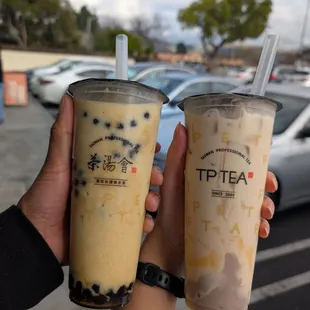Mango boba milk tea and Treasure taro milk tea