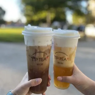 Tie guan Yin cheese cream foam + jasmine green tea cheese cream foam || ig: bayarea_feed