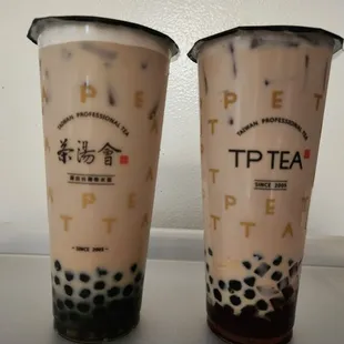 TP Tea - Tie Guan Yin Oolong Latte (left) &amp; TGY Family Milk Tea (right)