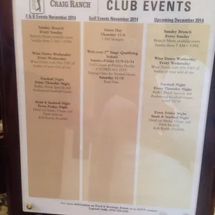 Nice selection of events for members