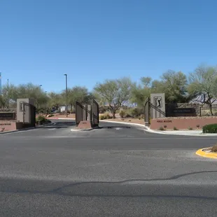 The main entrance off Canyon Run Drive.