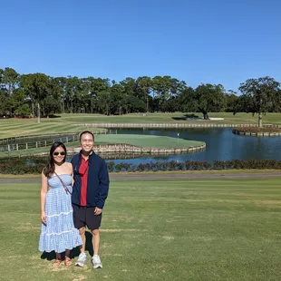 The famous signature 17th hole with the island green at TPC Sawgrass.