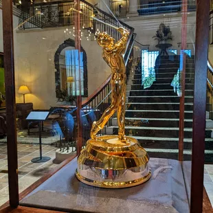Inside the clubhouse. THE PLAYERS Championship trophy on display inside the lobby.