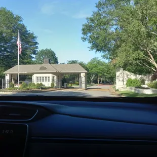 Security gate. Residents enter on the right, guests on the left