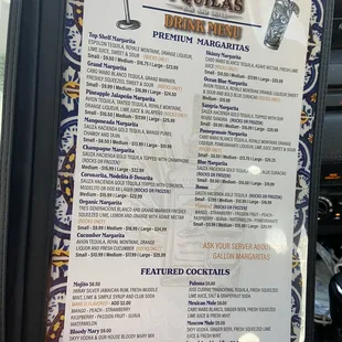 Tequila&apos;s Drink Menu