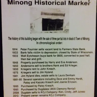 History Marker - Now since June 2016 Tom and Rhonda Morris purchase (TR Club Northern)