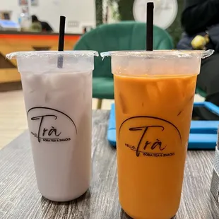 Taro Milk Tea and Thai Black Milk Tea.