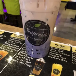 Taro milk tea with boba