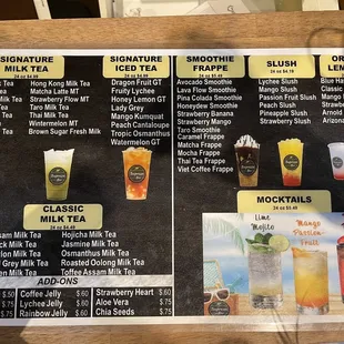 Drink menu