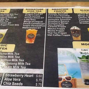 Drink menu