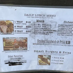 Daily menu