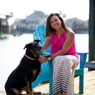 My fur baby and I where we are happiest.  On the water!