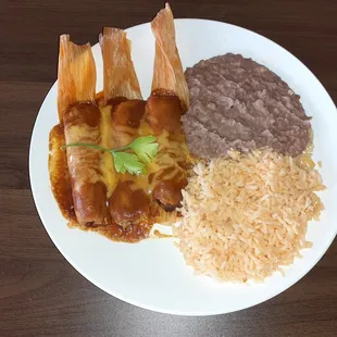 Our authentic plate of Pork Tamales YUMMMM!!!