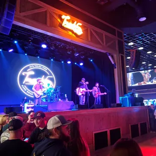 a band performing on stage