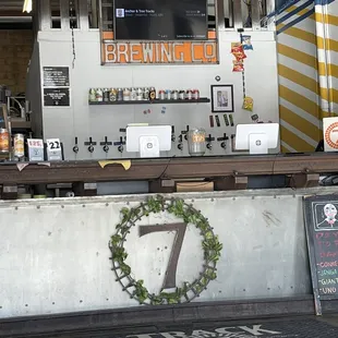 Bar with all the goods on display.