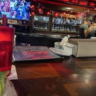 Inside at bar