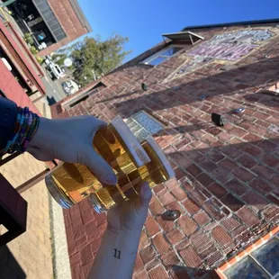 Outside seating with 2x beer