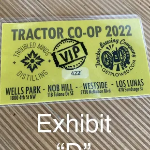 Exhibit "D" 'VIP' Card