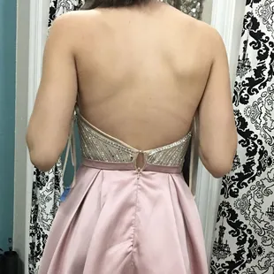 The dress when we brought it in.  You can see that it was a small gap in the zipper that needed a little help.