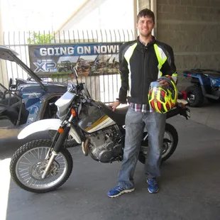 Jeremy with his new Suzuki DR650.