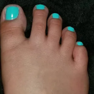 Excuse the toes. I been walking with sandals all day. Regular nail polish for this pedicure.