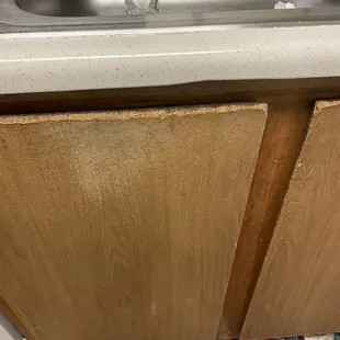 Severe water damage- should have been replaced before we moved in.