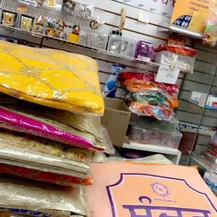 a stack of packaged goods