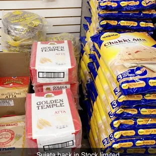 stacks of packaged food