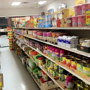 shelves in a grocery store