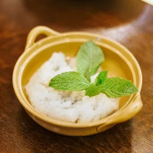 Sticky rice with coconut milk! My favorite dessert!! (I opted not to get mangoes since they weren't in season)