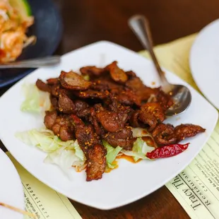 Garlic pork, highly recommend!! Definitely one of my favorite entrees!