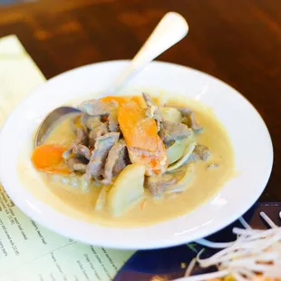 Yellow curry with beef, really good!